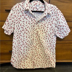 Abound Men's White Shirt with Red Peppers Pattern